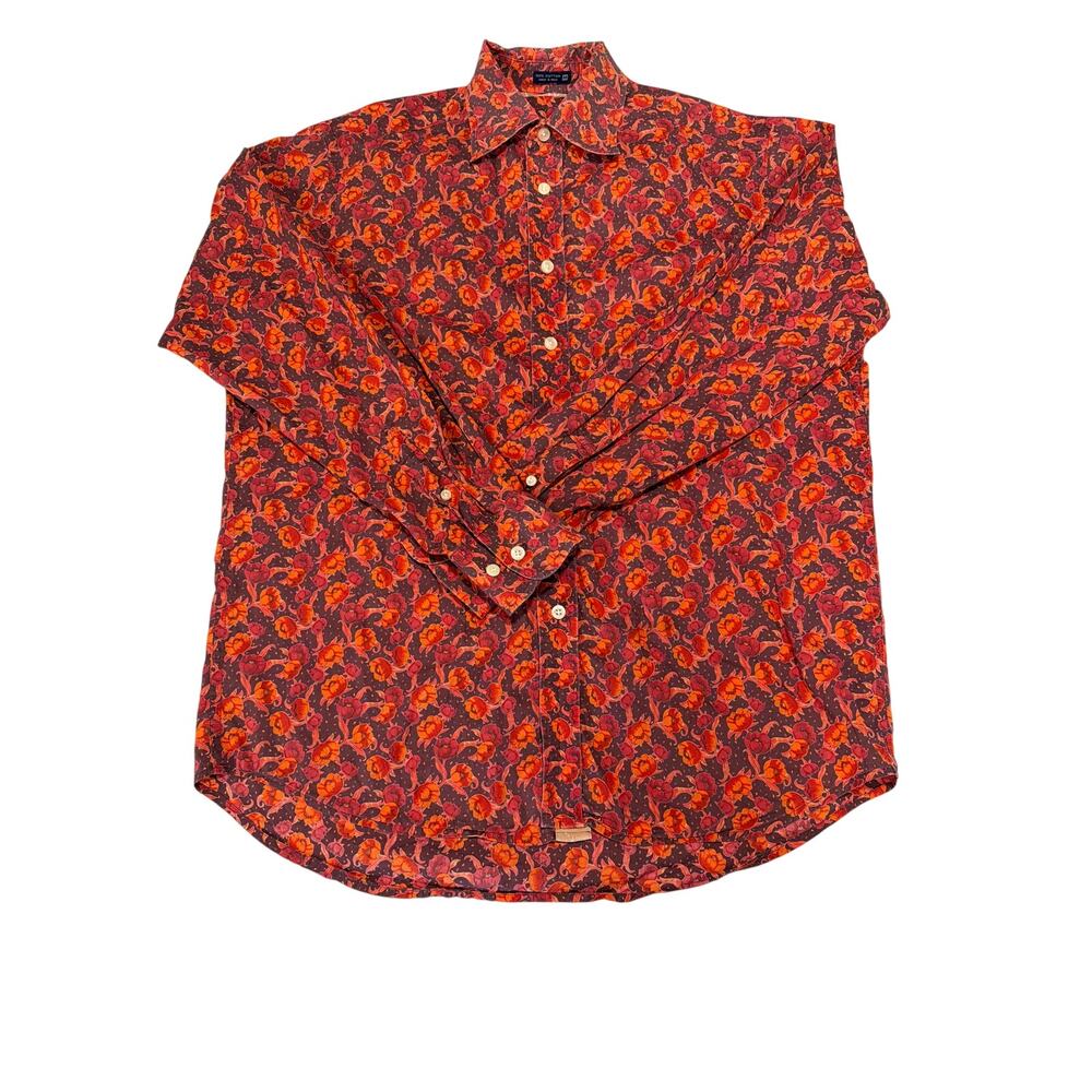 Robert Graham Exclusive Button Down Dress Shirt orange floral paisley flip cuff